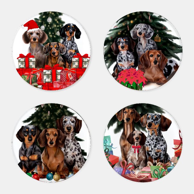 Dachshund Variety Christmas Coaster Set (Set)