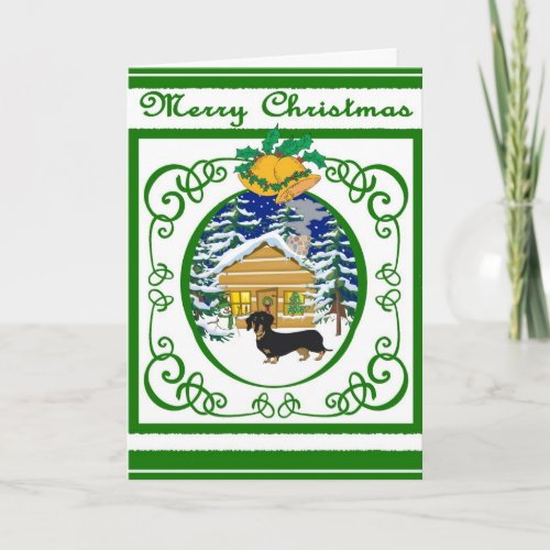 Dachshund Vintage Christmas Holiday Card