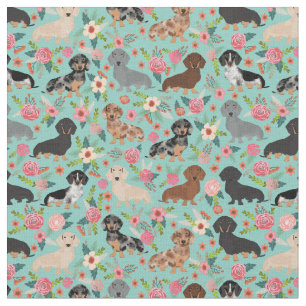 Dachshund Vintage Florals Fabric