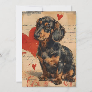 Dachshund Vintage Valentine's day Holiday Card