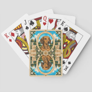 Dachshund, Vintage Watercolor Dog Art Poker Cards