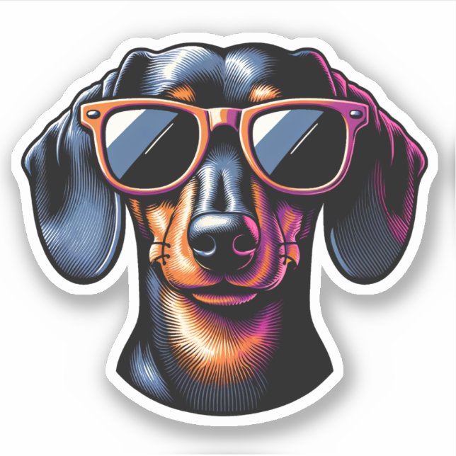 Dachshund Vinyl Sticker - Sunglasses (Front)