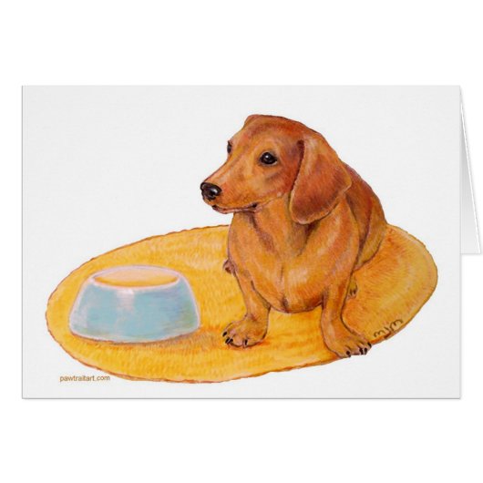 Dachshund waits for Dinner Cards (Front Horizontal)