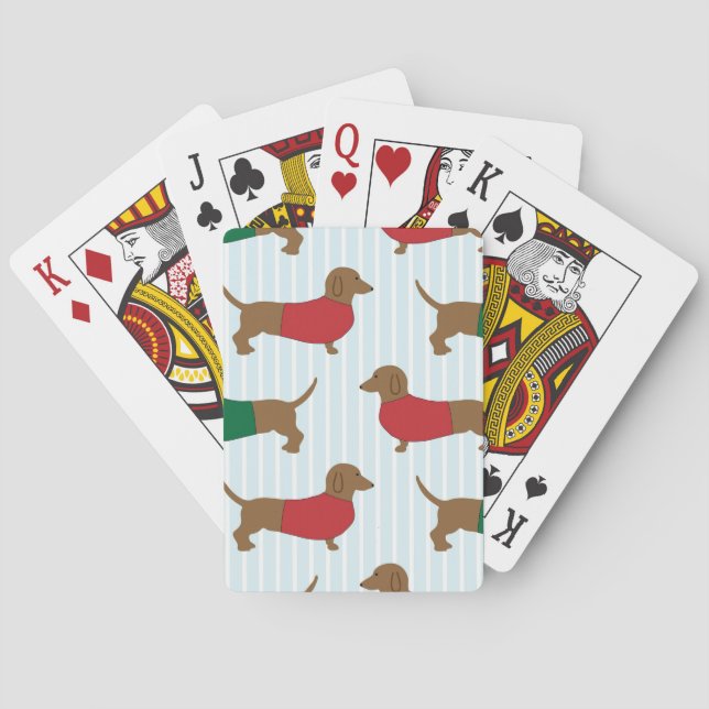 dachshund-wallpaper poker cards (Back)