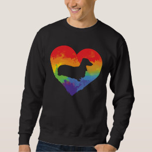 Dachshund Watercolor Rainbow Heart for Dachshund Sweatshirt