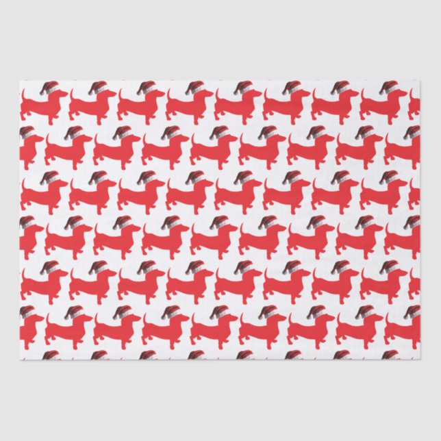 Dachshund wearing a Santa Claus Hat for Christmas Tissue Paper (Front)
