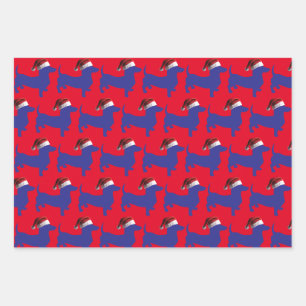 Dachshund wearing a Santa Claus Hat for christmas Wrapping Paper Sheets