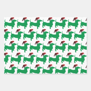 Dachshund wearing a Santa Claus Hat Wrapping Paper Sheets