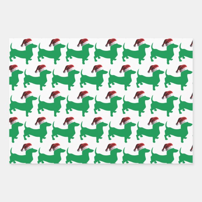Dachshund wearing a Santa Claus Hat Wrapping Paper Sheets (Front)