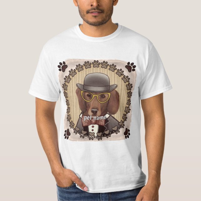 Dachshund wearing glasses t-shirt (Front)
