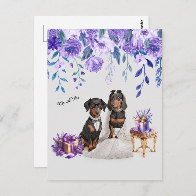 Dachshund Wedding Art Postcard (Front/Back)
