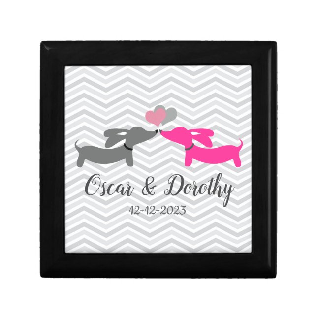 Dachshund Wedding Gift Keepsake Personalized  Gift Box (Front)