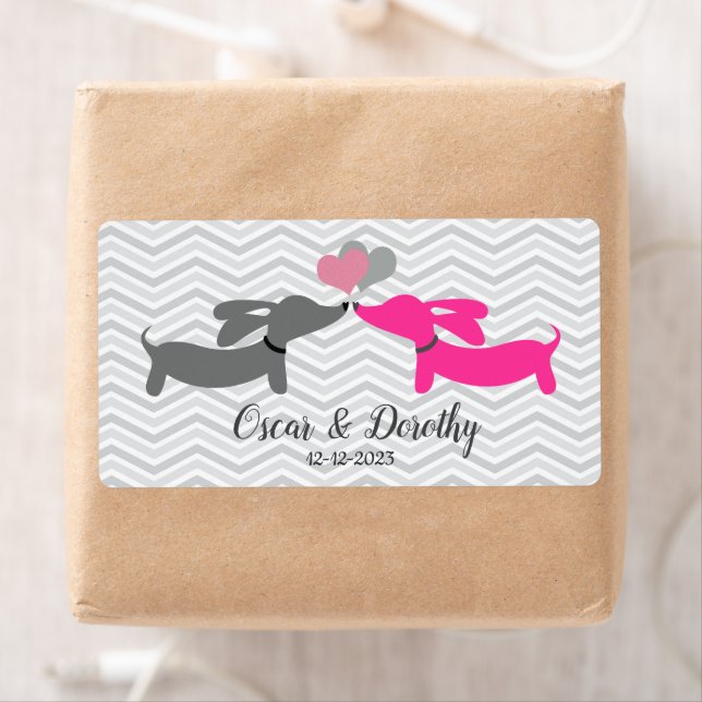Dachshund Wedding Gift Tag Labels Personalize   (Insitu)