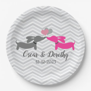 Dachshund Wedding Personalized Doxie Paper Plates