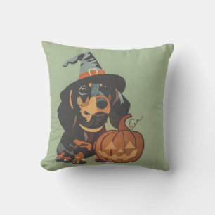 Dachshund Weenie Dog Halloween Throw Pillow