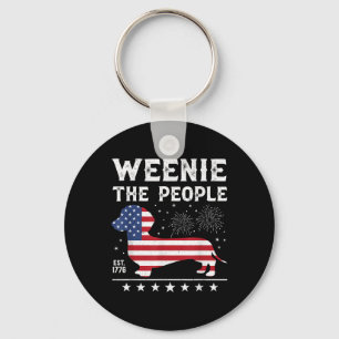 Dachshund Weenie The People Funny American Flag 4t Keychain