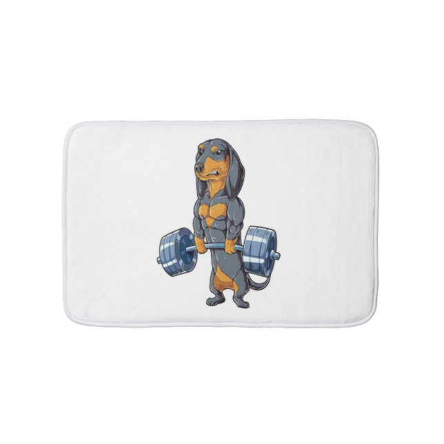 Dachshund Weightlifting   Bath Mat (Front)