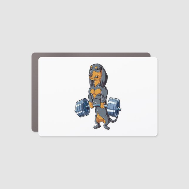Dachshund Weightlifting   Car Magnet (Front)