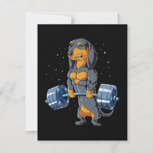 Dachshund Weightlifting Fitness Gym Thank You Card