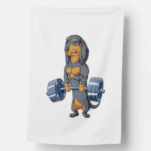 Dachshund Weightlifting   House Flag