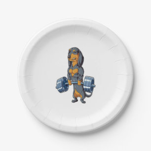 Dachshund Weightlifting Paper Plates