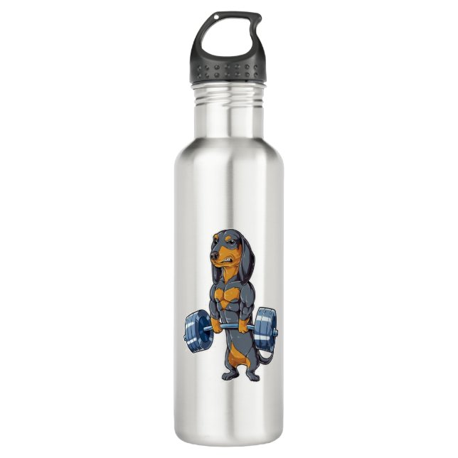 Dachshund Weightlifting   Stainless Steel Water Bottle (Front)