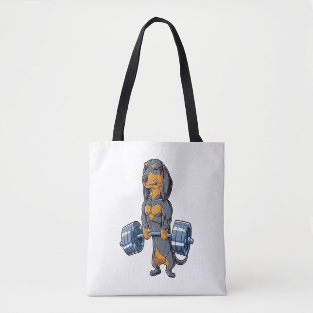 Dachshund Weightlifting   Tote Bag (Front)