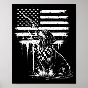 Dachshund weiner american flag 4th of july doxie poster