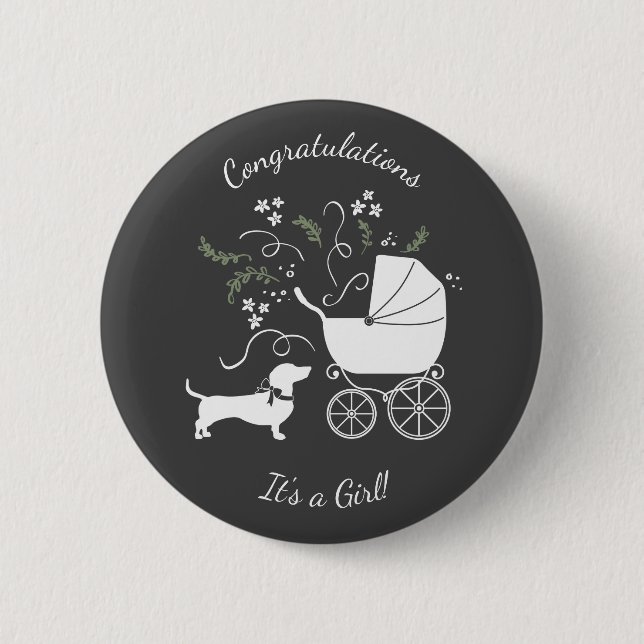 Dachshund Weiner Dog Baby Shower Button (Front)