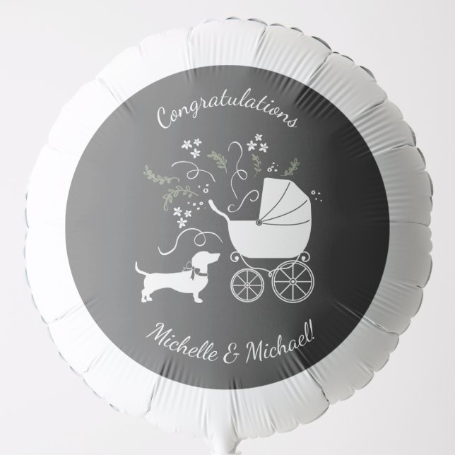 Dachshund Weiner Dog Baby Shower Gender Neutral Balloon (Front)