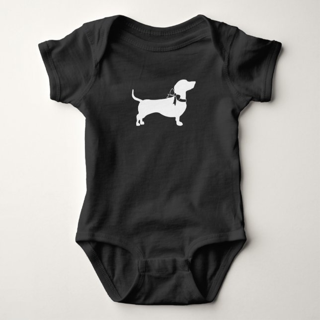 Dachshund Weiner Dog Baby Shower Gender Neutral Bodysuit (Front)