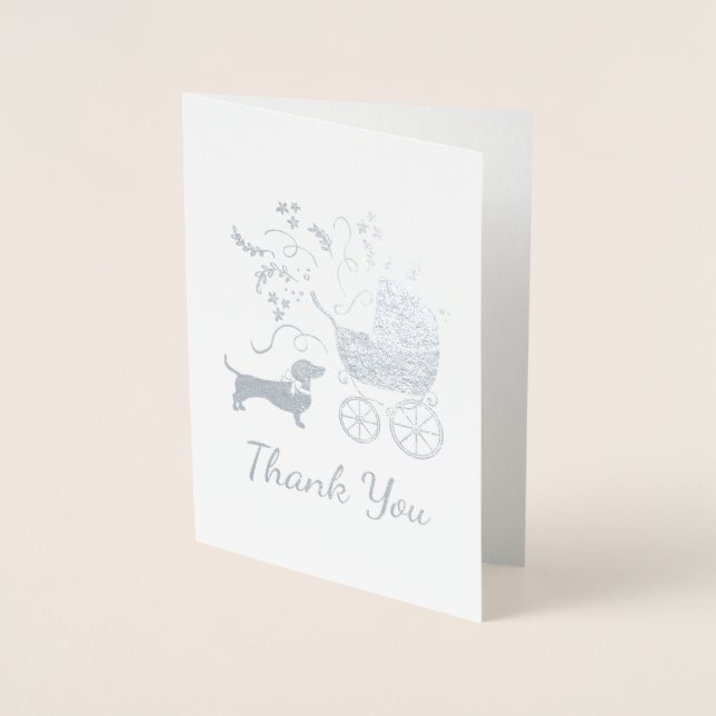 Dachshund Weiner Dog Baby Shower Gender Neutral Foil Card (Front)