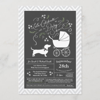 Dachshund Weiner Dog Baby Shower Gender Neutral Invitation