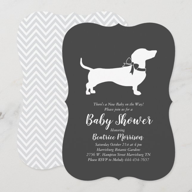 Dachshund Weiner Dog Baby Shower Gender Neutral Invitation (Front/Back)