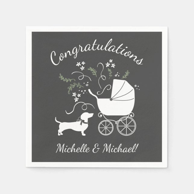 Dachshund Weiner Dog Baby Shower Gender Neutral Napkins (Front)