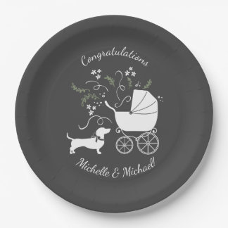 Dachshund Weiner Dog Baby Shower Gender Neutral Paper Plates