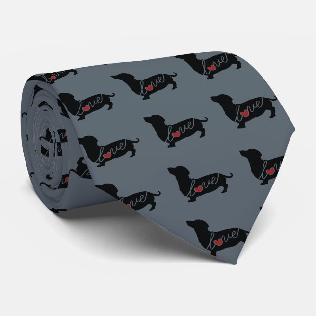 Dachshund "Weiner Dog" Love Neck Tie (Rolled)
