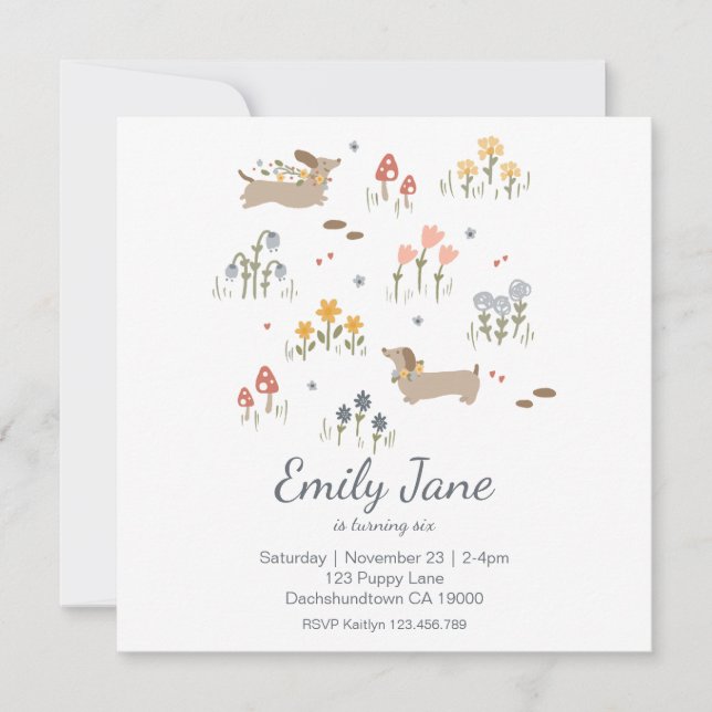 Dachshund Weiner Dog Lovers Party Invitation (Front)