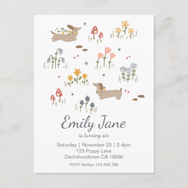Dachshund Weiner Dog Lovers Party Invitation Postcard (Front)