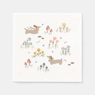 Dachshund Weiner Dog Lovers Wildflower Kitchen Napkins