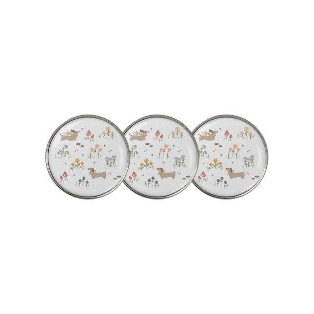 Dachshund Weiner Dog Lovers Wildflower Sport Golf Ball Marker (3 Up)