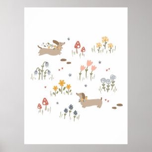 Dachshund Weiner Dog Lovers Wildflower Wall Art 