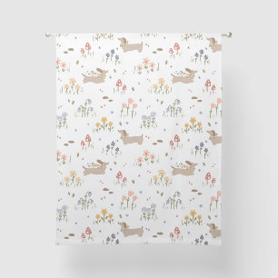 Dachshund Weiner Dog Lovers Wildflower Wall Art Sheer Curtains