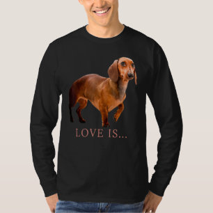 Dachshund Weiner Dog Mom Dad Love Doxie Puppy Cut T-Shirt