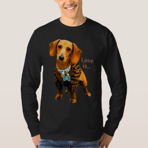 Dachshund  Weiner Dog Mom Dad Love Doxie Puppy Cut T-Shirt