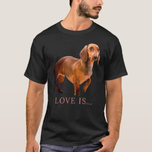 Dachshund Weiner Dog Mom Dad Love Doxie Puppy Cut T-Shirt