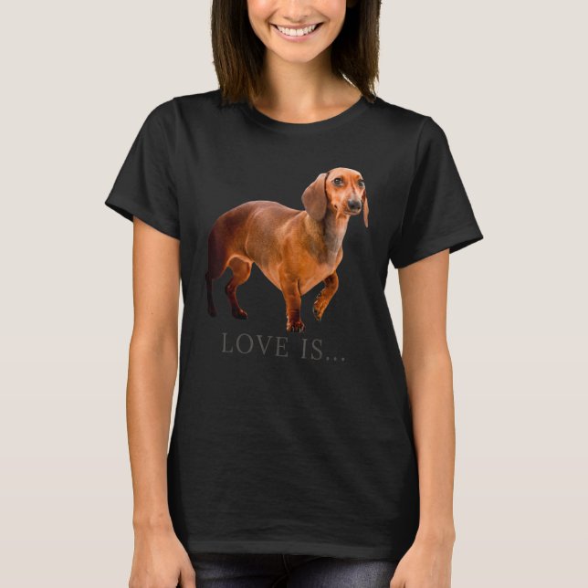 Dachshund Weiner Dog Mom Dad Love Doxie Puppy Cute T-Shirt (Front)