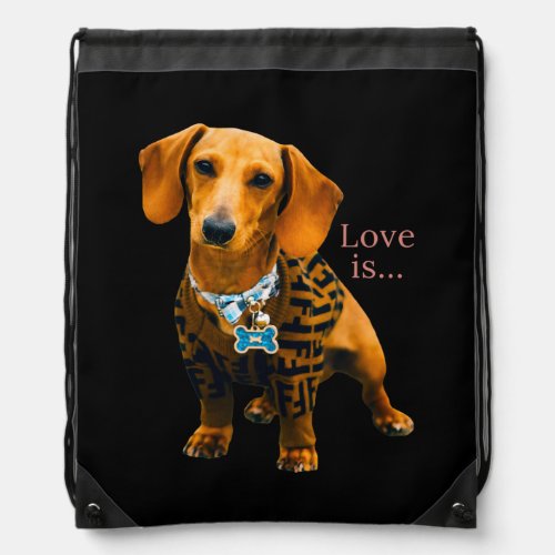 Dachshund Weiner Dog Mom Dad Love Doxie Puppy Drawstring Bag