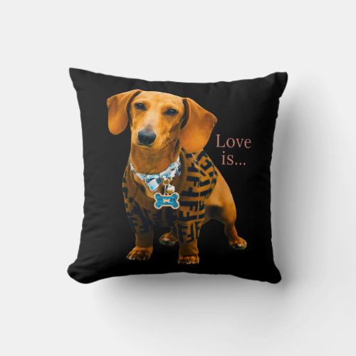 Dachshund Weiner Dog Mom Dad Love Doxie Puppy Throw Pillow