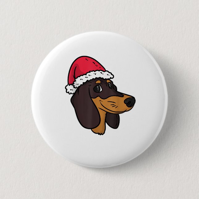 Dachshund Weiner Dog Santa Christmas  Button (Front)